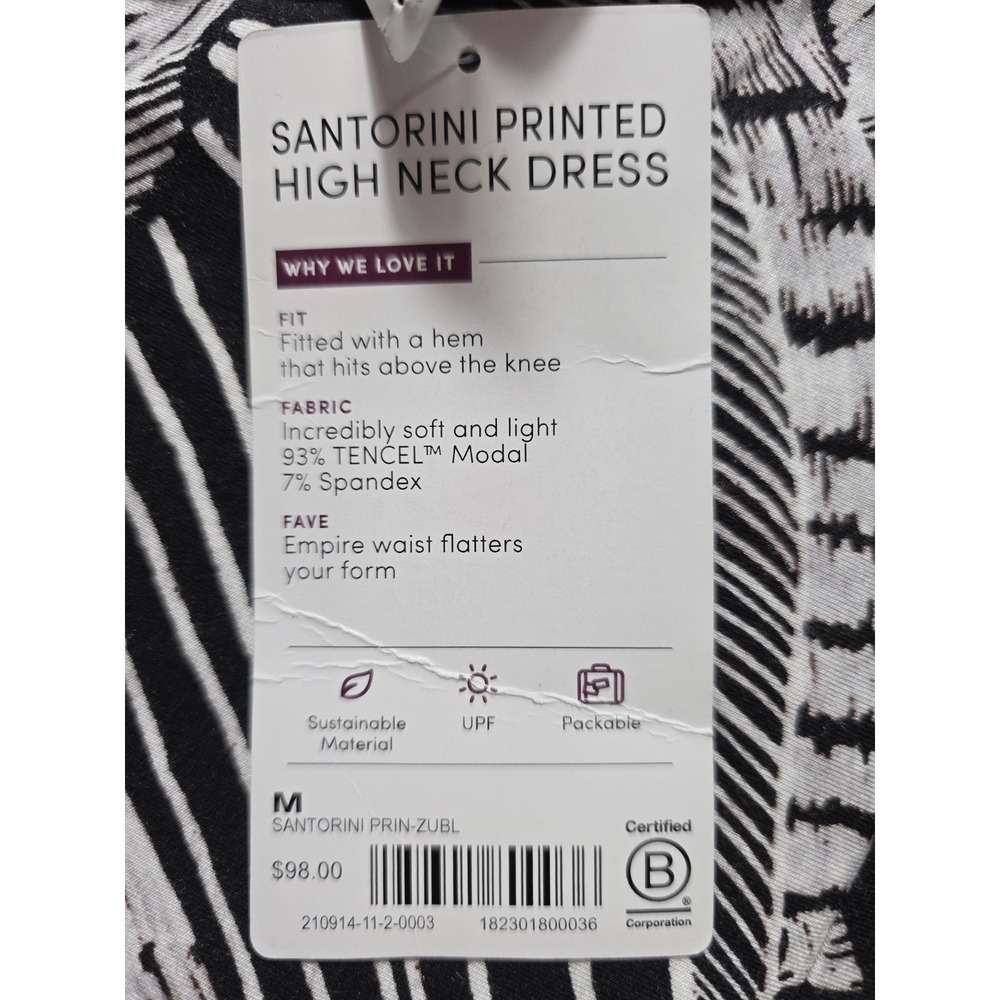 Athleta Santorini Dress Medium Black White Print Stretch Sleeveless UPF - Picture 8 of 9